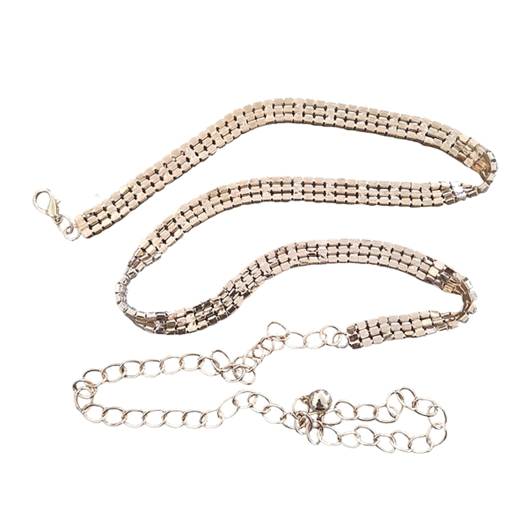 Gold Rhinestone chain bridal wedding waist statement clasp dress belt - Picture 10 of 13